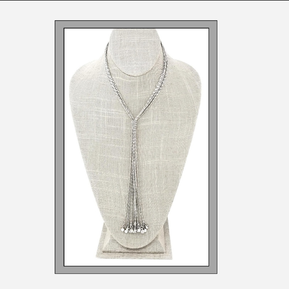 Sparkling Silver Bolo Tassel Necklace